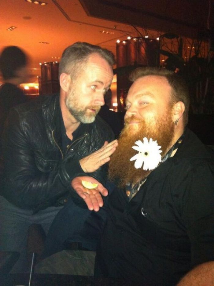 "officialbeecake: Met This Guy And This Beard! It Had A Flower In It, So I Offered Him A Lime!"