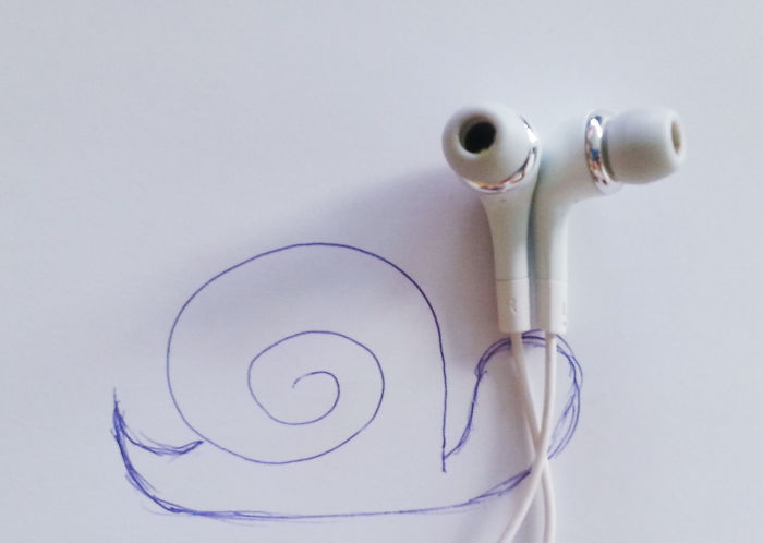 Snail With Headphone Anthennas