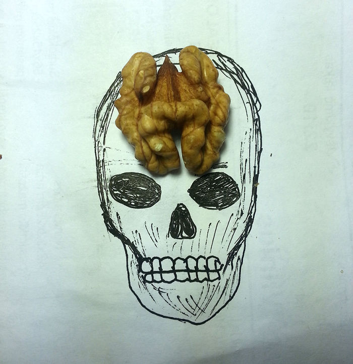 Skull With Walnut Brain