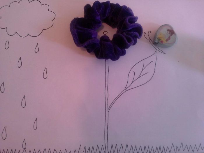 Hairband Flower With An Eraser Butterfly By Lorniebear