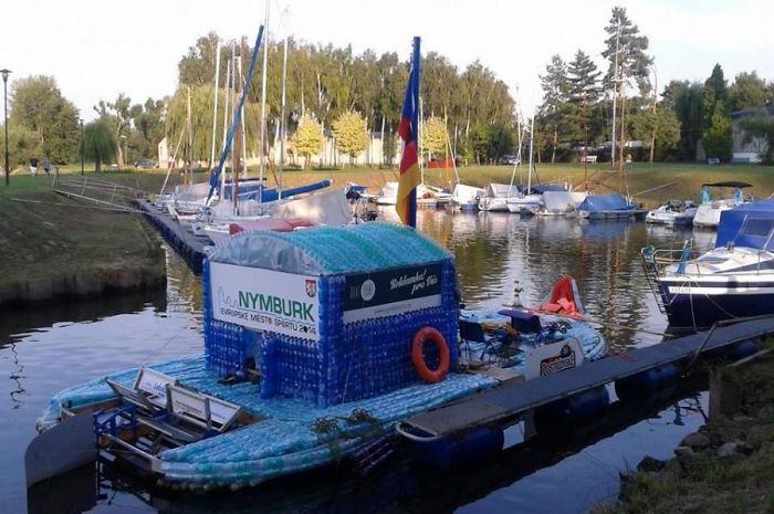 Czech Boat Made Of Plastic Bottles. Greatings! :)