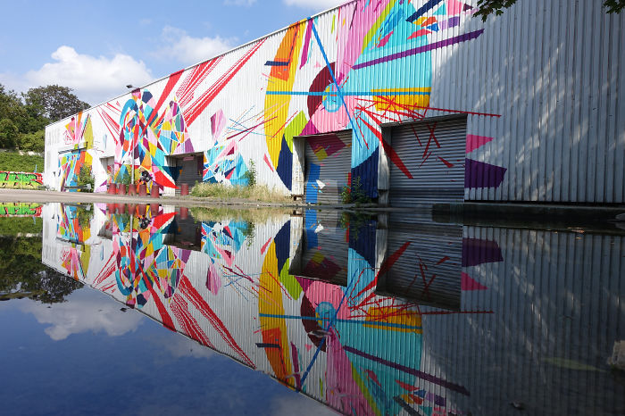 Reflected Street Art On Water !