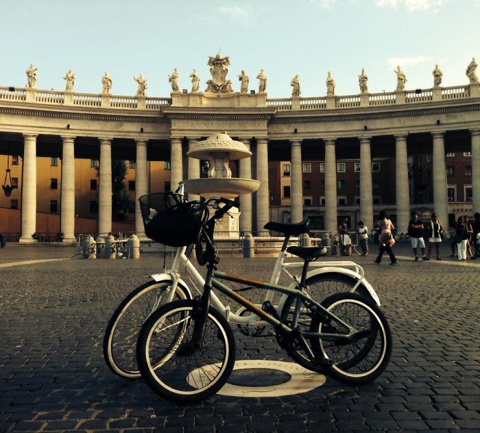 Our Bikes In Piazza San Pietro Vatican City ;)
