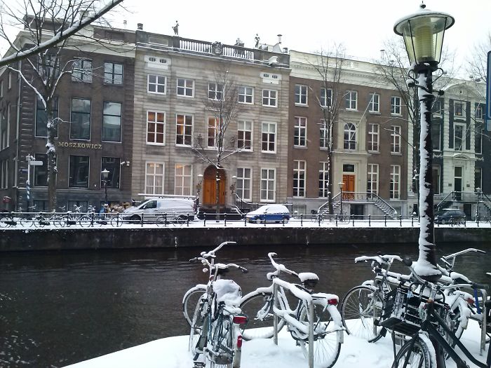 Snowy Amsterdam, The Netherlands