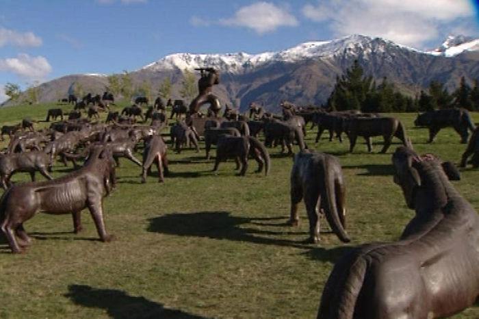 Wolf Pack Sculpture On Golf Course, South Island, New Zealand