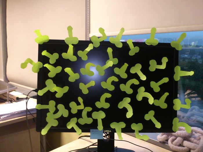 Post-it Note Figures On Computer Screen
