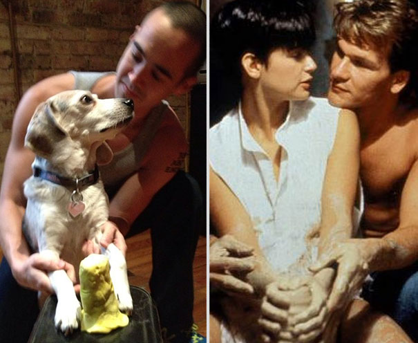 Guy Re-Enacts Famous Movie Scenes With His Boss's Dog | Bored Panda
