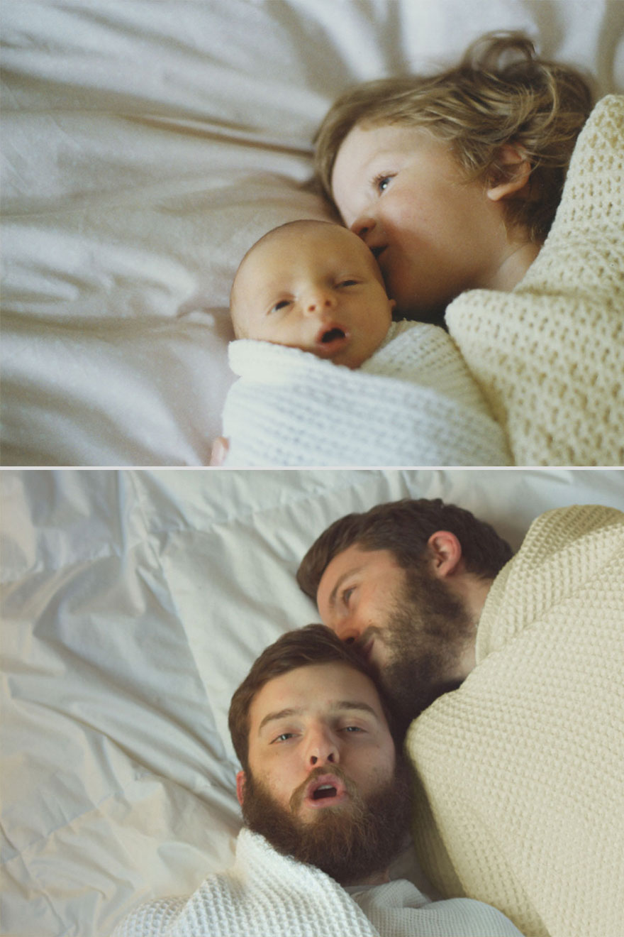 Two Brothers Hilariously Re-Create Their Childhood Photos As A Gift For Their Mother