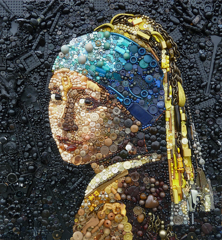 Artist Uses Hundreds of Found Objects To Recreate Iconic Paintings And Portraits
