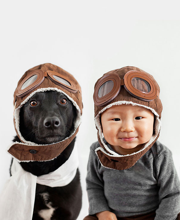 Mom Takes Adorable Matching Portraits Of Her 10 Month-Old Baby And Their Rescue Dog