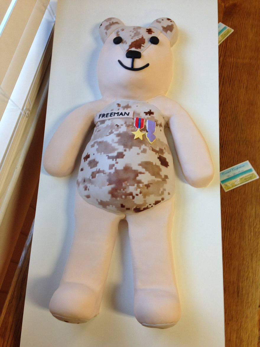 teddy bears made from military uniforms