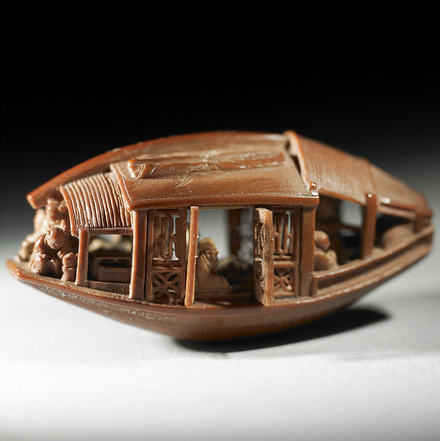 This Intricate Boat Carving Was Made Out Of A Single Olive Pit In 1737
