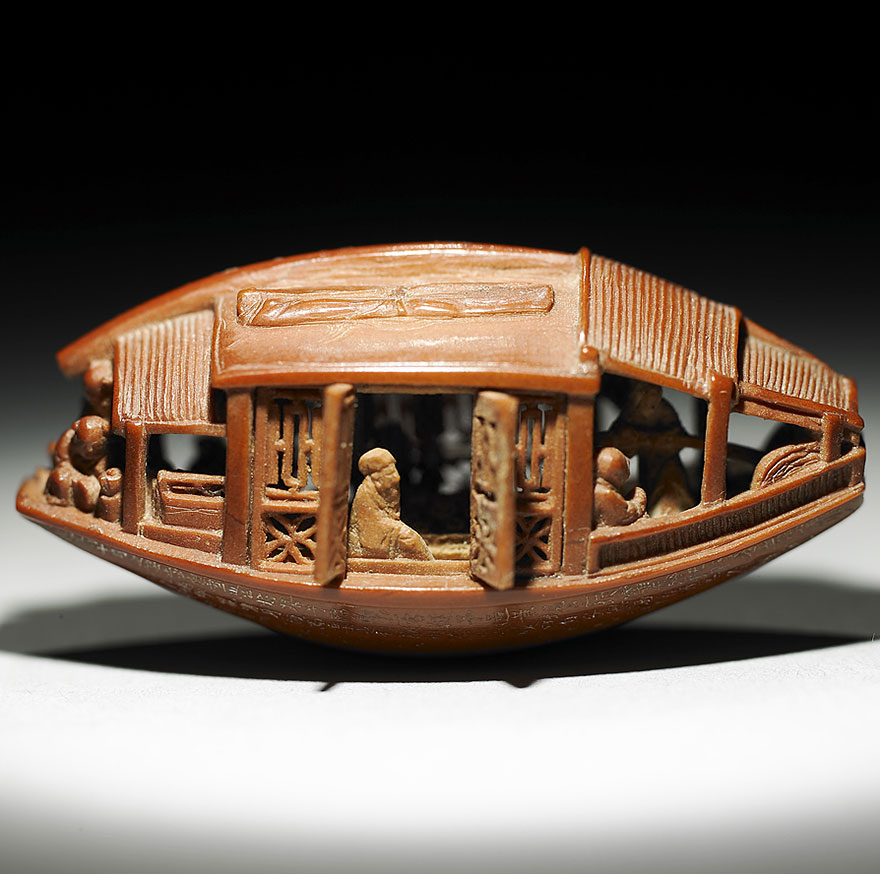 This Intricate Boat Carving Was Made Out Of A Single Olive Pit In 1737