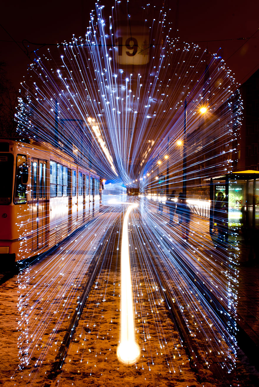30,000 LED Lights Make The Trams In Budapest Look Like Time Machines