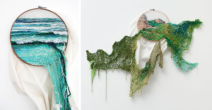 Artist Creates Landscape Embroidery Art That Leaps Out Of Its Frames
