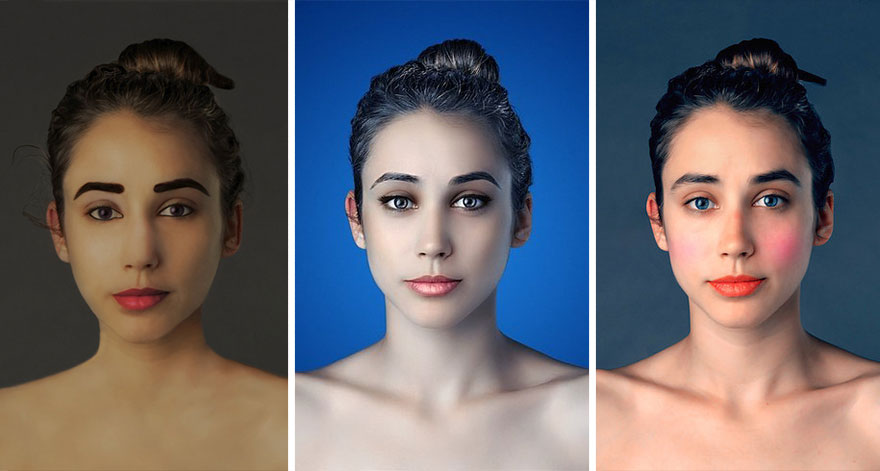 Woman Had Her Face Photoshopped In More Than 25 Countries To Compare Their Beauty Standards