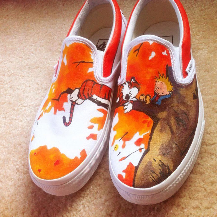 Hand-Painted Shoes With Calvin And Hobbes, The Beatles, And Other Pop  Culture Icons | Bored Panda