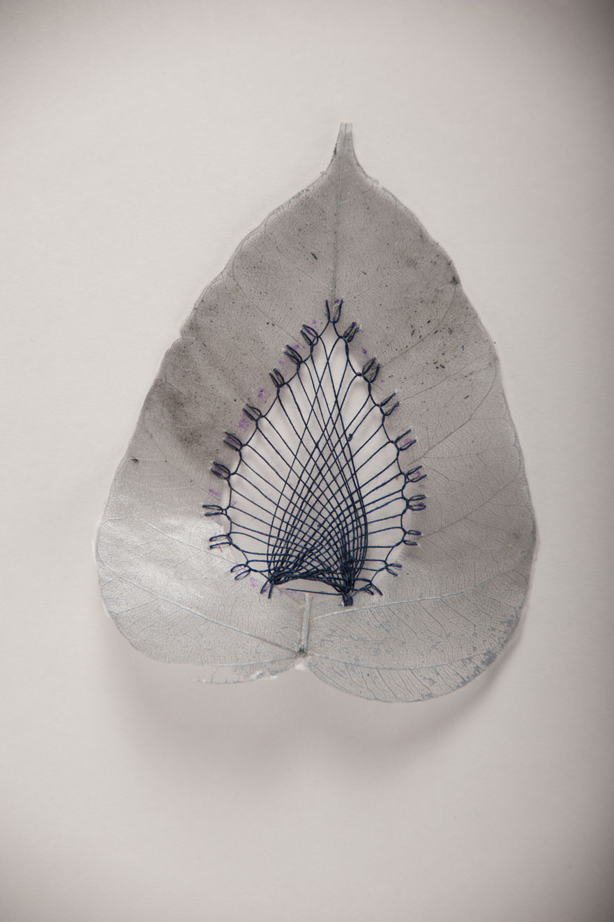 Embroidered Leaf Art By Hillary Fayle