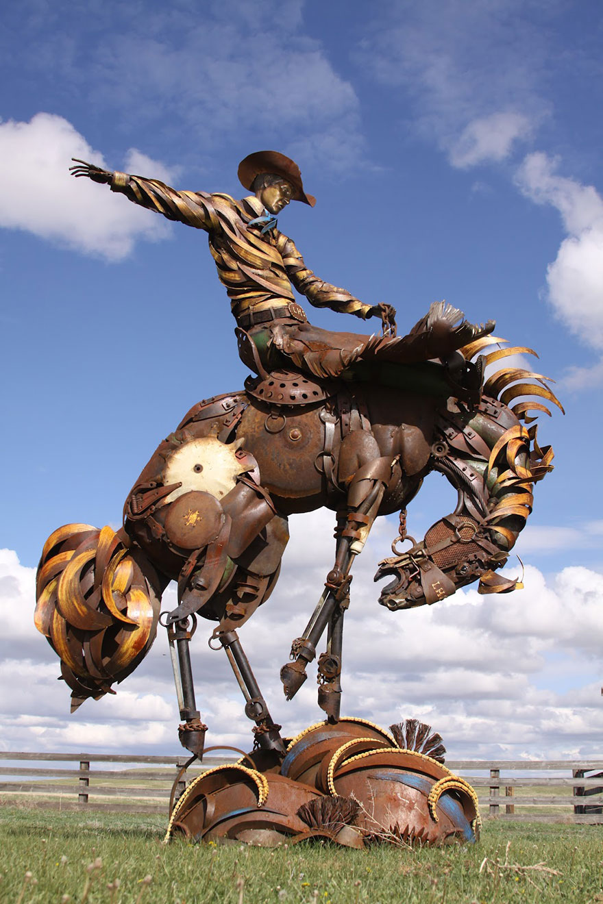 Old Farm Equipment And Scrap Metal Turned Into Stunning Sculptures | Bored  Panda