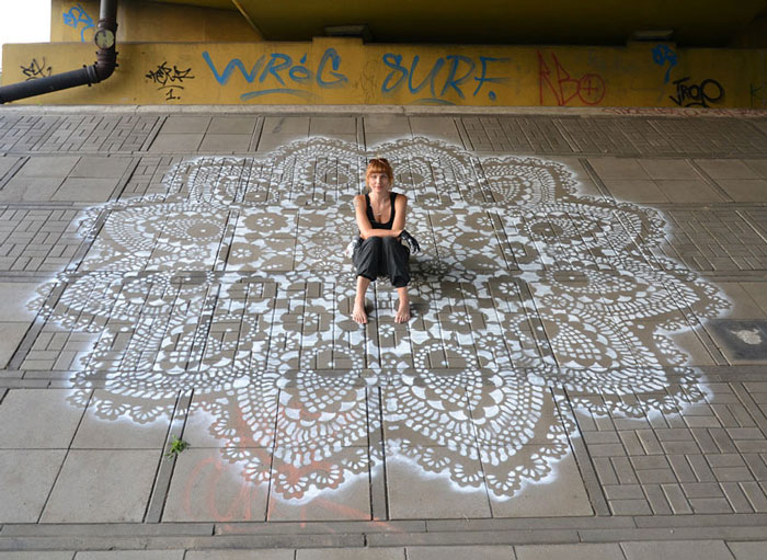 Polish Artist Covers City Streets In Intricate Lace Patterns