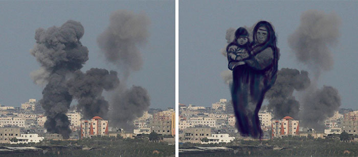 Palestinians Turn Smoke From Israeli Rocket Strikes Into Powerful Images
