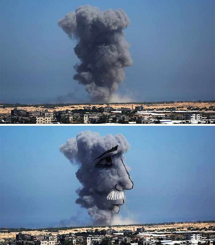 Palestinians Turn Smoke From Israeli Rocket Strikes Into Powerful Images