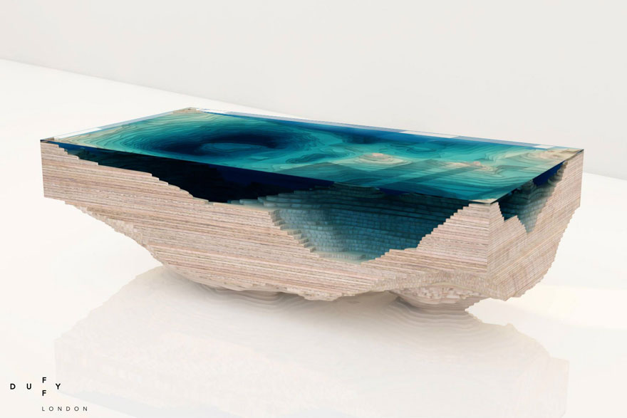 This Amazing Layered Glass Table Mimics The Depths Of The Ocean