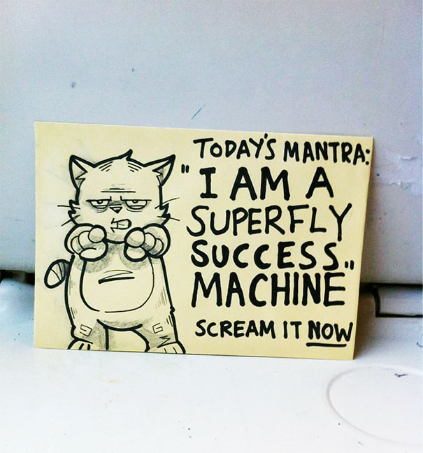 Artist Leaves Cute Motivational Sticky Notes On The Train | Bored Panda