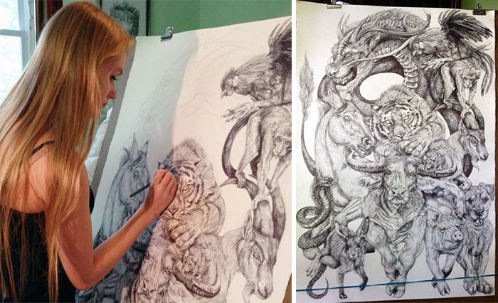 19-Year-Old Artist Spent Her Summer Drawing This Epic Chinese Zodiac Poster