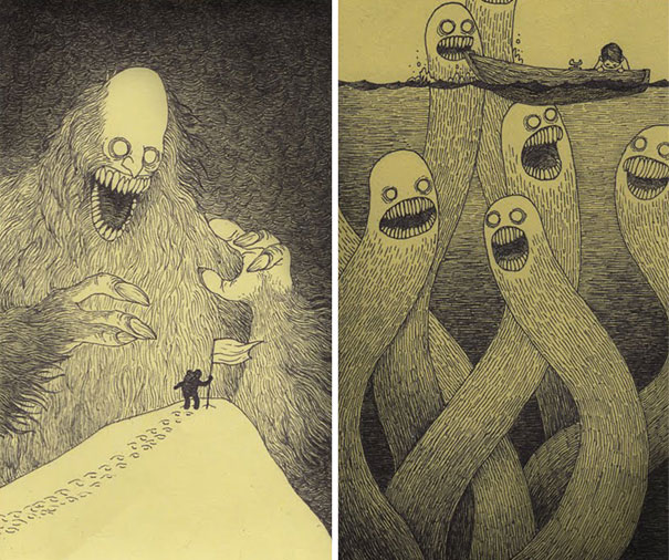 Artist Draws Terrifying Monsters On Sticky Notes