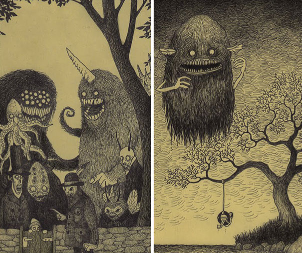 Artist Draws Terrifying Monsters On Sticky Notes
