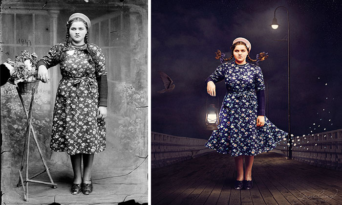 Historic Glass-Plate Photos From Romania Restored And Turned Into Colorful Art