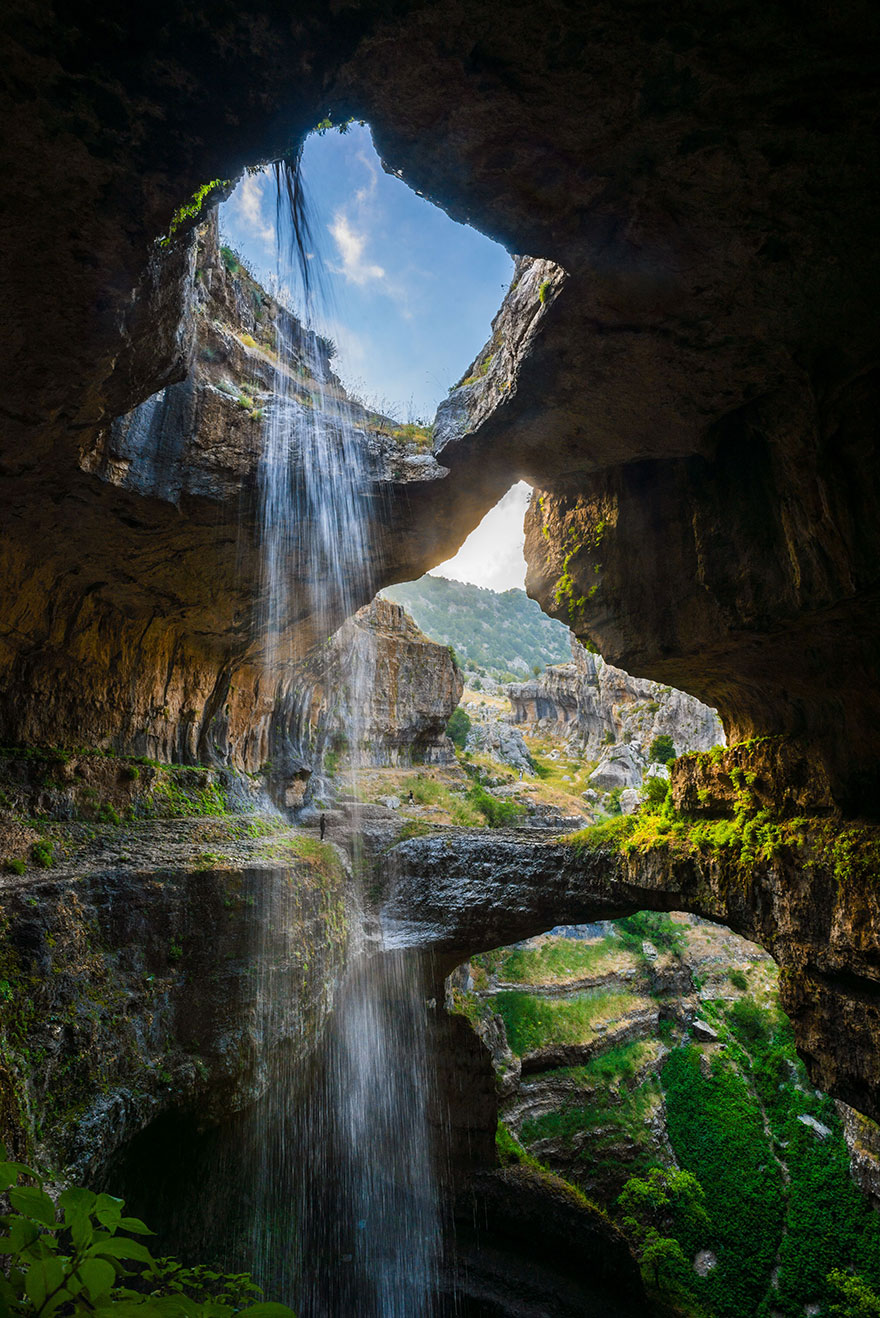 The Cave Of Three Bridges In Lebanon Turns Into A Waterfall When The Winter Snow Melts