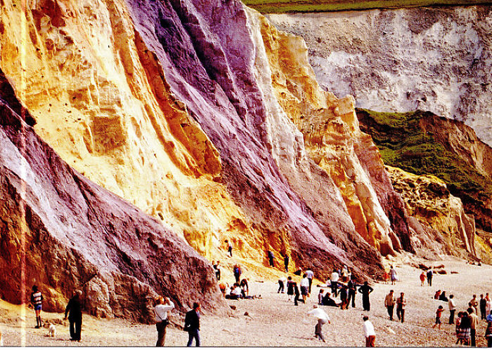 Coloured Cliffs And Sands At Alum Bay On The Isle Of Wight In The English Channel