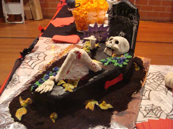 Halloween Skeleton & Coffin Cake By Heather