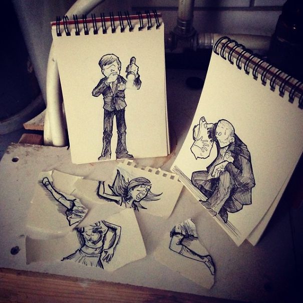 Illustrator Creates Doodles That Interact With Their Surroundings
