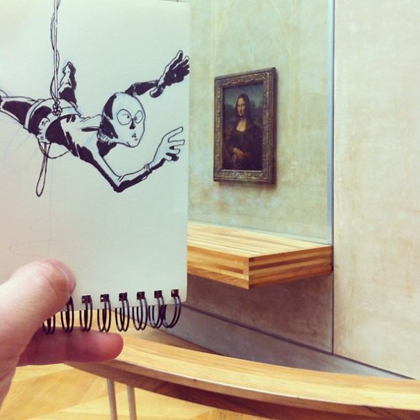 Illustrator Creates Doodles That Interact With Their Surroundings