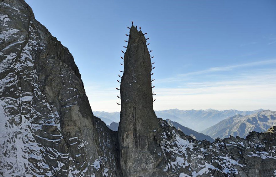 Hundreds Of Mountaineers Climb The Alps For Epic Photoshoot