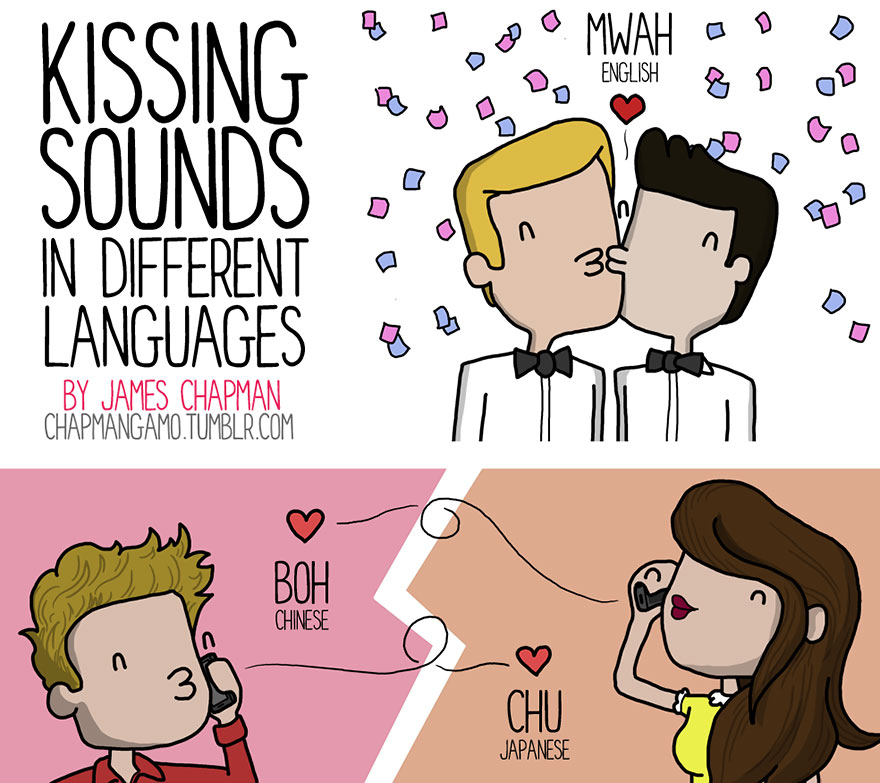 How Do Kissing, Snoring And Other Things Sound In Different Languages? |  Bored Panda