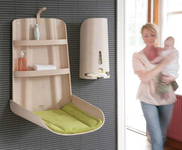 Combination Changing Table And Care Product Storage