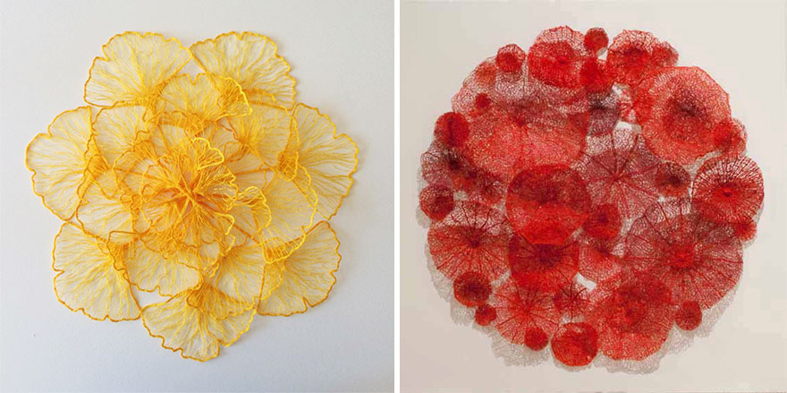 Artist Uses Home Sewing Machine To Capture Nature's Most Delicate Forms With Embroidery