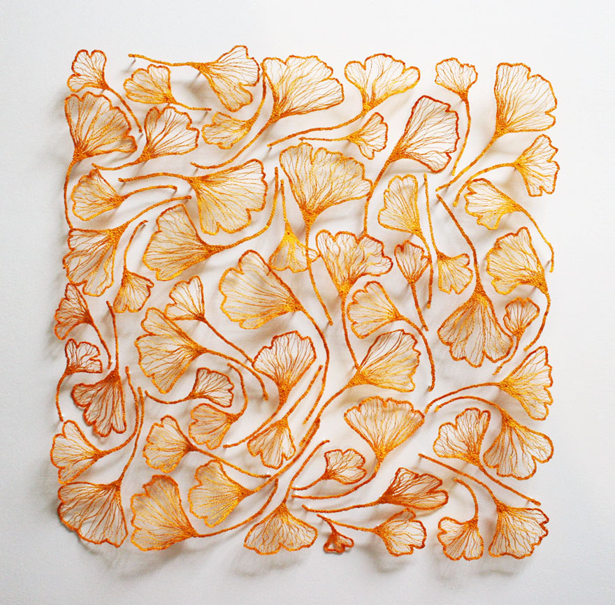Artist Uses Home Sewing Machine To Capture Nature's Most Delicate Forms With Embroidery