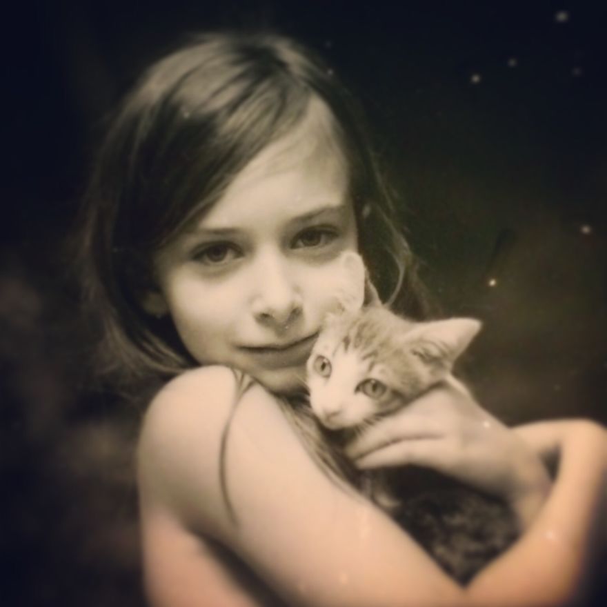 Augusta With Her Kitten.