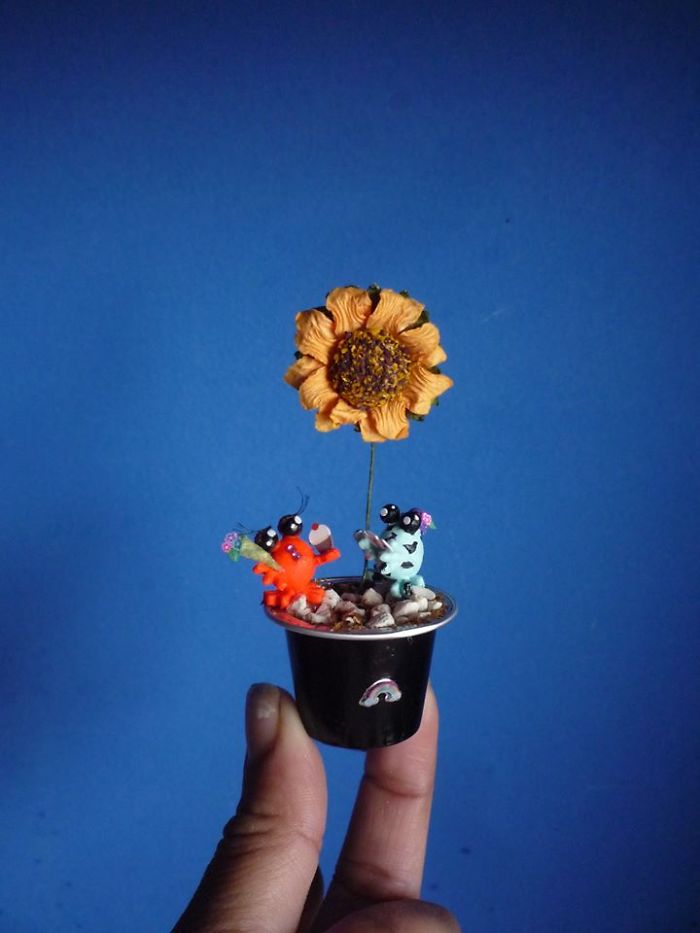 Miniature Stories On A Coffee Capsule