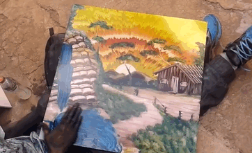 Guy On The Street Finger-Paints A Spectacular View In Just 9 Minutes
