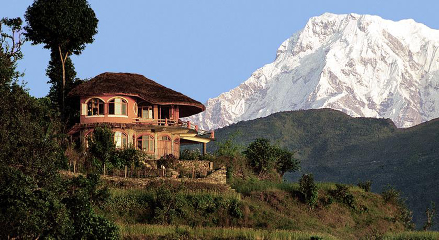 House In Nepal With View Of Himalayas