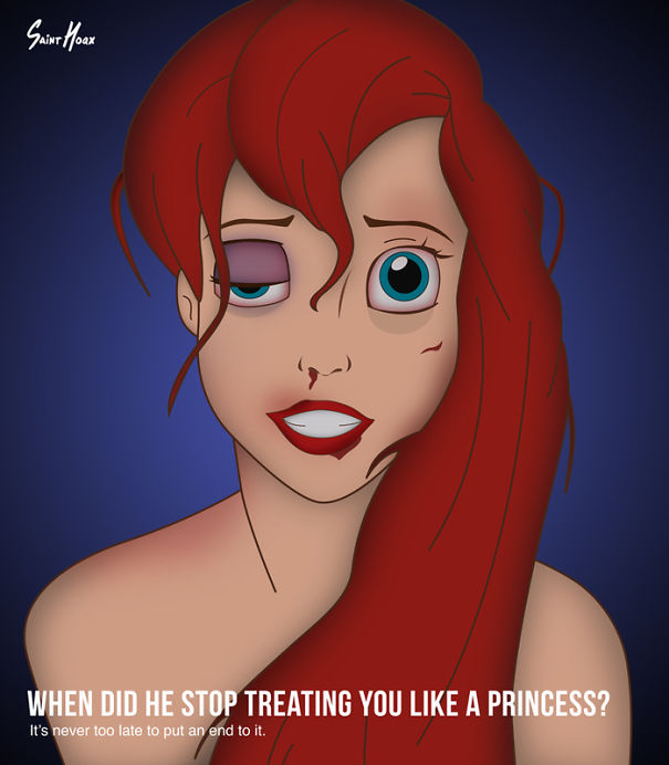 Disney Princesses Used For Domestic Abuse Awareness By Artist Saint Hoax