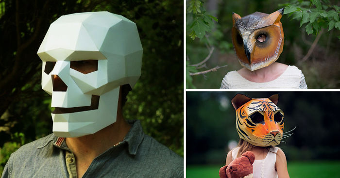 Diy Geometric Paper Masks That You Can Print Out At Home Bored Panda