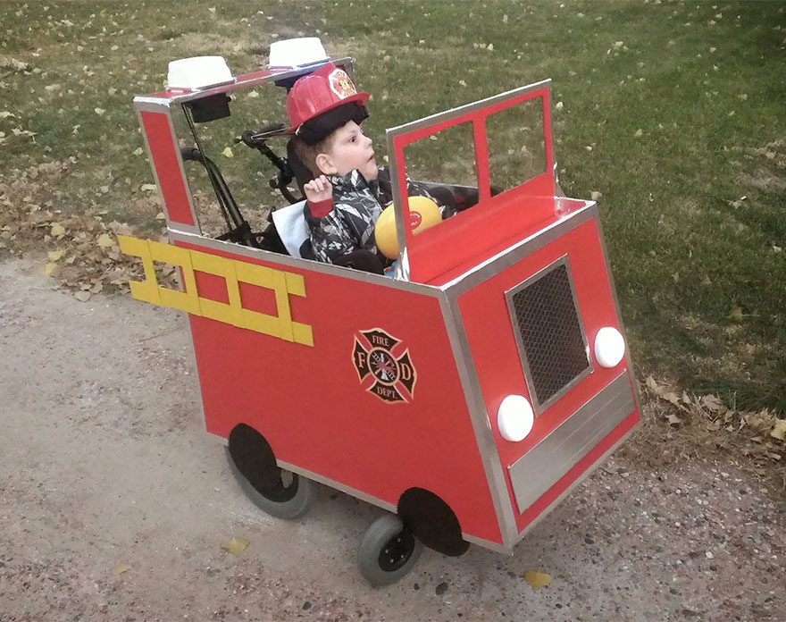Step-Father Turns His 6-Year-Old Son With A Wheelchair Into A Tank For Halloween