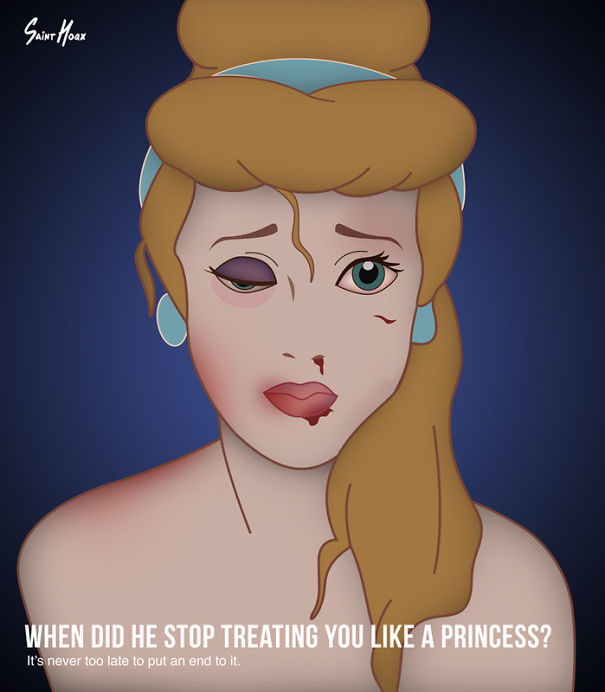 Disney Princesses Used For Domestic Abuse Awareness By Artist Saint Hoax